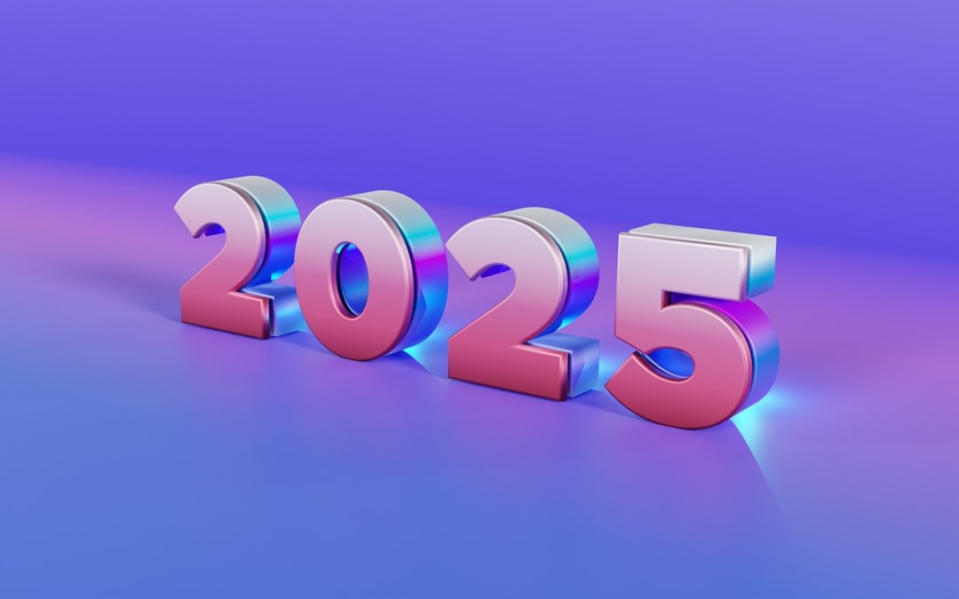 A purple and blue background with the numbers 2055
