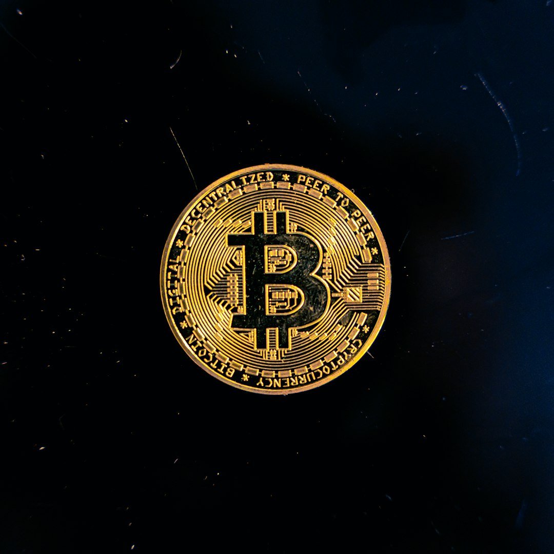a bitcoin on a black background
